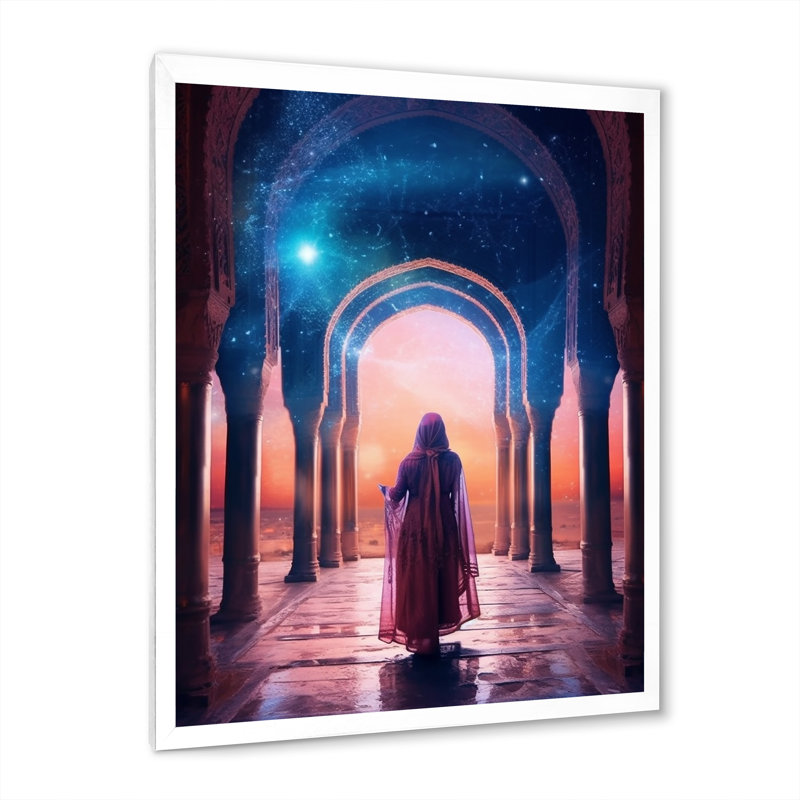 «Gypsy Goddess Under Magical Boho Sunset», reproduction sur toile, Cadre simple blanc, H 32 po x l 24 po x P 1 po