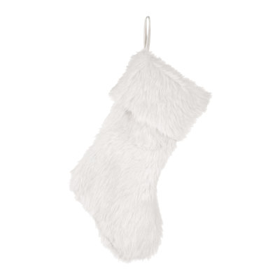 21"L White Plush Christmas Stocking