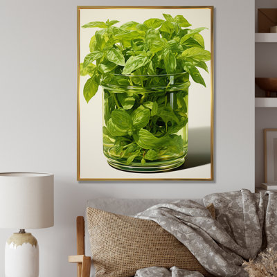 «Green Minimalist Herbal Harmony II - Floral Herbs», art mural
