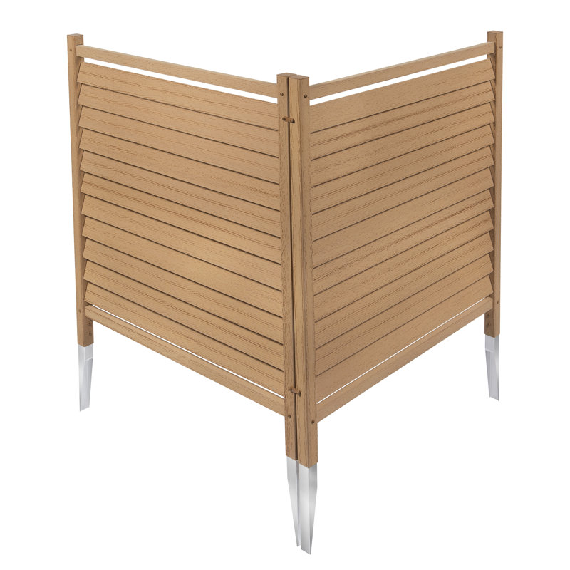 Cedar Color Vinyl Louvered Privacy Screen Panels, 44in H x 36in W