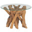 Table basse Table de bout ronde avec plateau en verre Teck massif