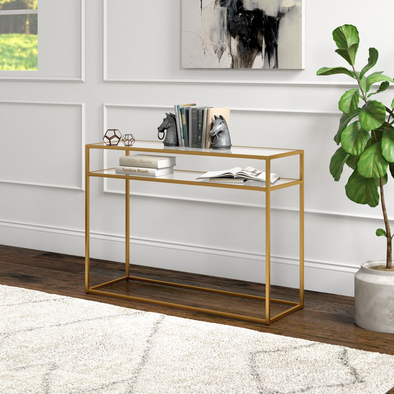 Addison 106.7cm Glass Top Console Table, Gold