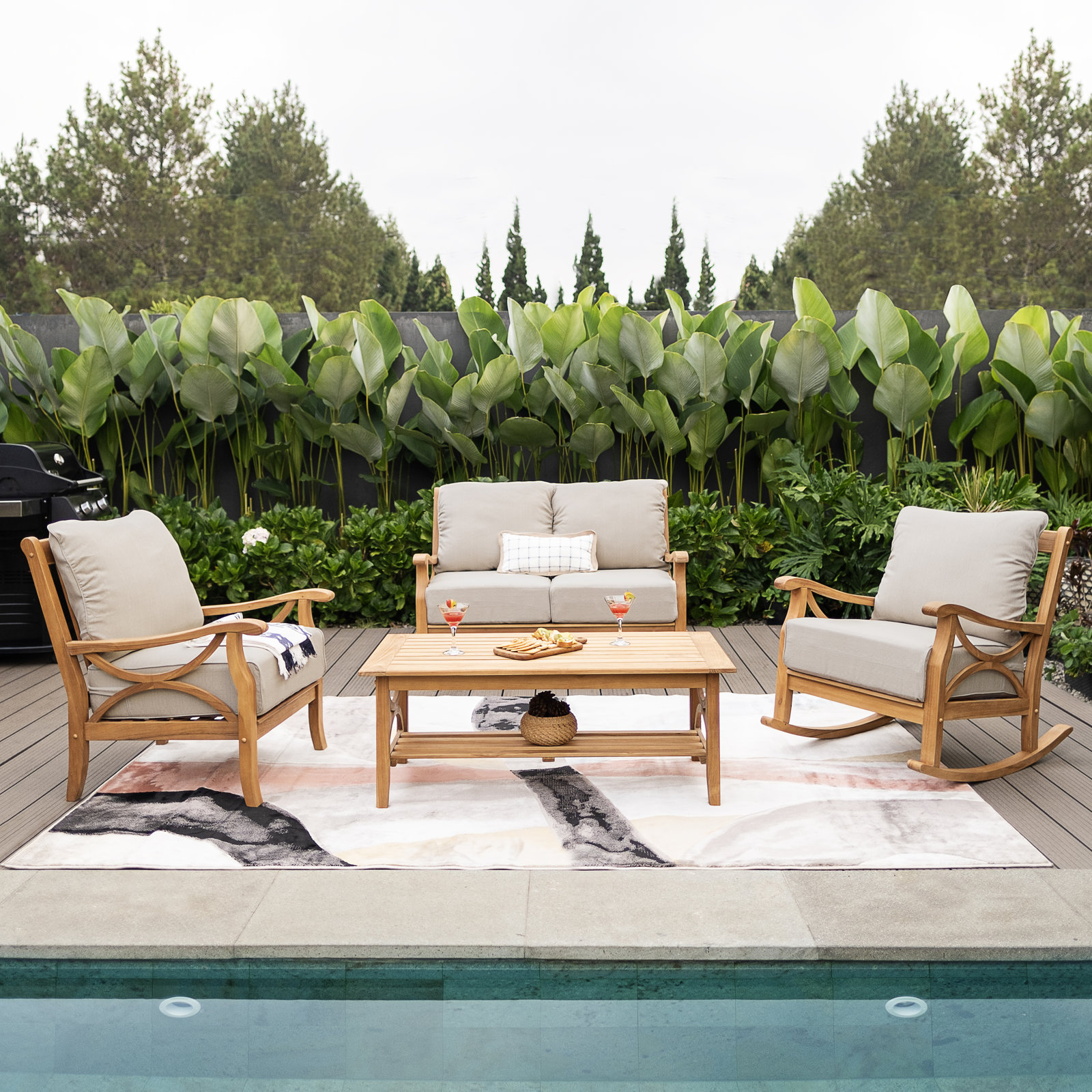 Malena 4-Person Teak Patio Seating Group