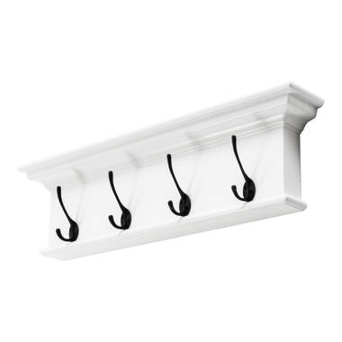 Anquetta Solid Wood 4 - Hook Wall Mounted Coat Rack (Set of 10) Lark Manor Color: Classic White