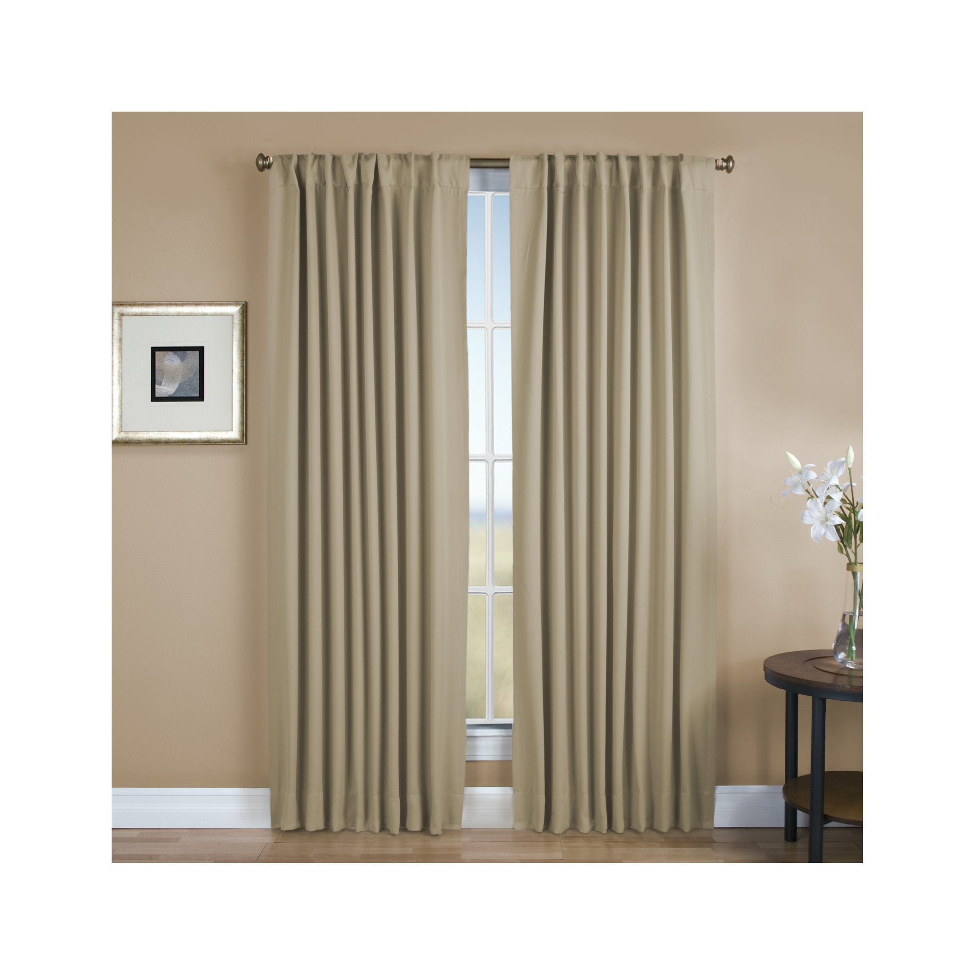 Ardelle Pure Blackout Premium Woven Yarns in a Thermal Rod Pocket w/ Backtabs Curtain Panel, 56" W x 96" L, Sage
