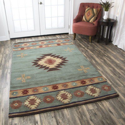 Tapis gris en laine touffeté à la main Tyngsborough Southwestern