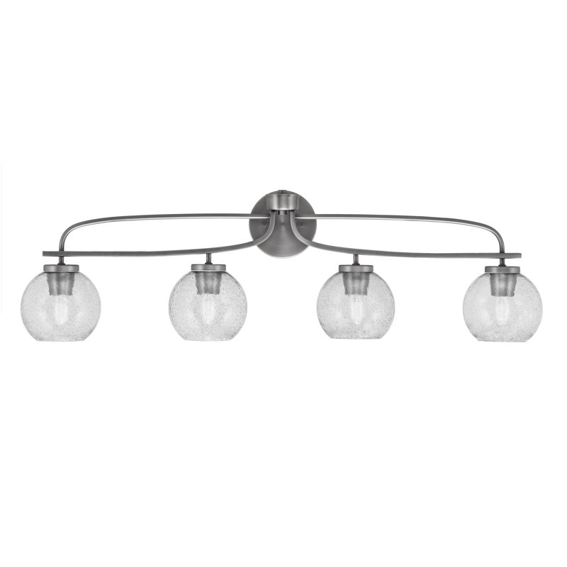 Barre d'éclairage de salle de bain 4 lumières Cavella avec verre de 5,75 po, Graphite, Bulles / fumée