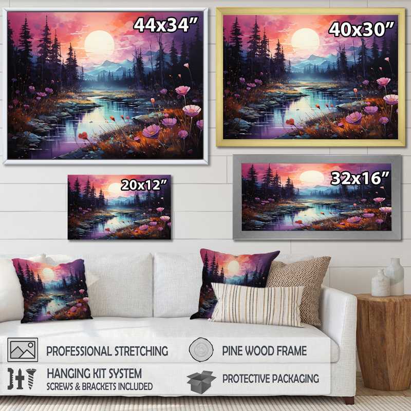 Art mural Northern Lights, Cadre d'angle fermé doré, H 32 po x l 16 po x P 1 po