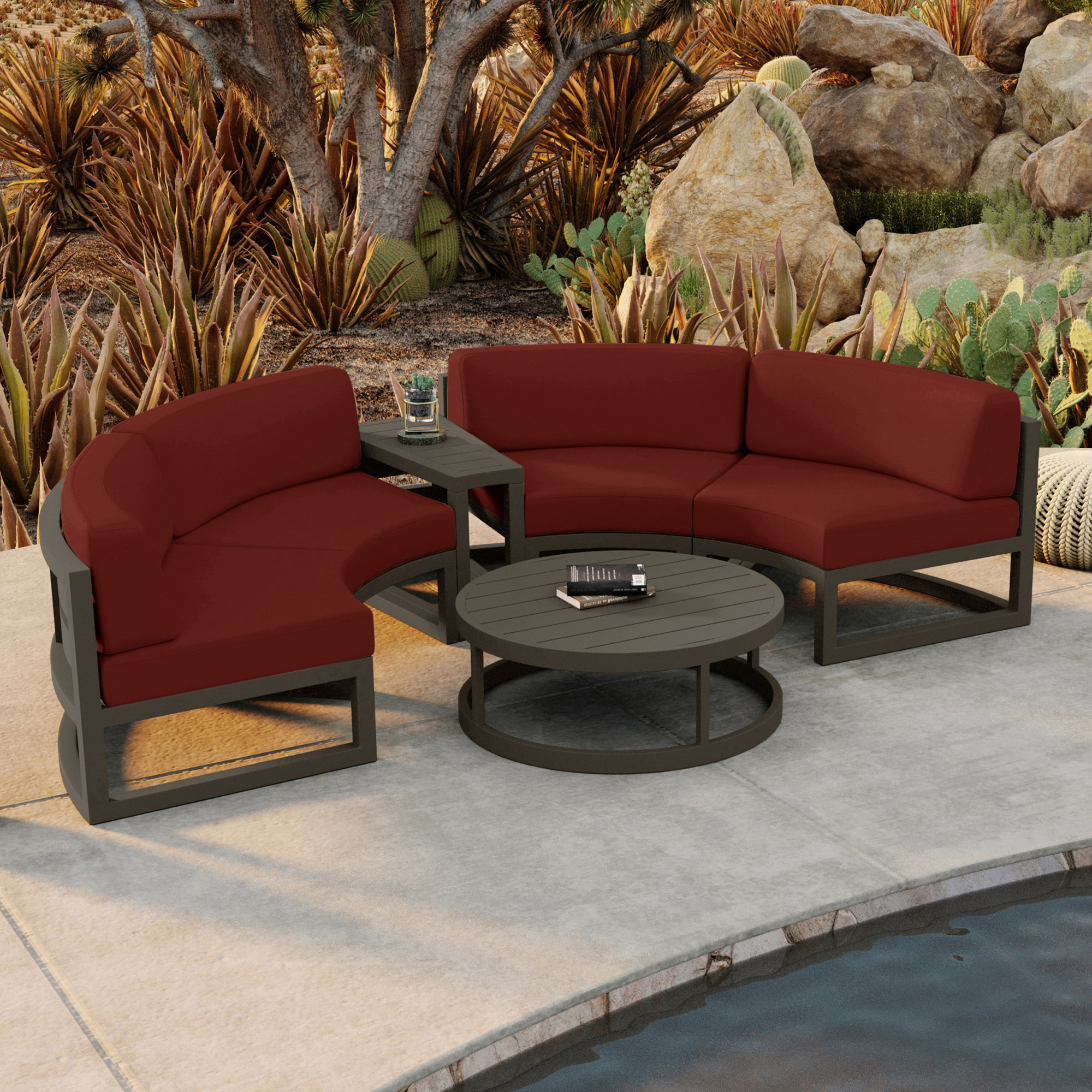 Bergeron 4 - Person Patio Conversation Set with Cushions, Canvas Henna Sunbrella® Canvas, Slate