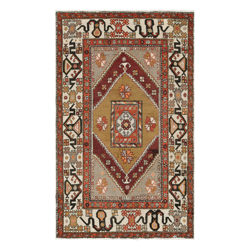 Vintage Turkish Rug With Multicolor Geometric Medallion - Rug & Kilim