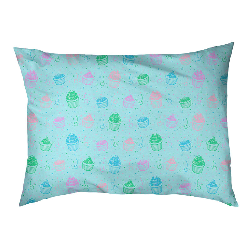 Coussin pour concepteur de chats pour l’extérieur petits gâteaux Byrge, Moyen - L 42,5 po x l 32,5 po, Bleu et pastel