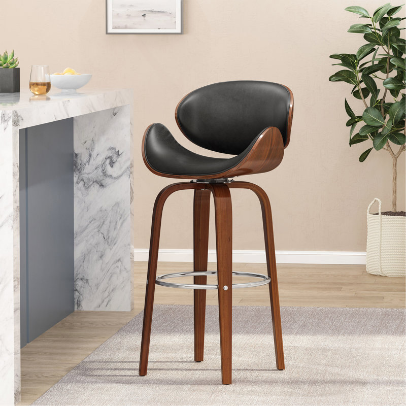 Tabouret tournant 30 "Mid-Century, Noir