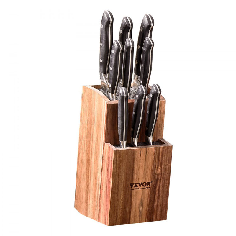 Porte-couteaux universel, porte-couteaux en bois d'acacia sans couteaux, support à couteaux à deux niveaux