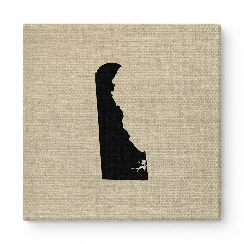«Delaware State Silhouette», art mural sur toile carrée, 8" W x 8" H