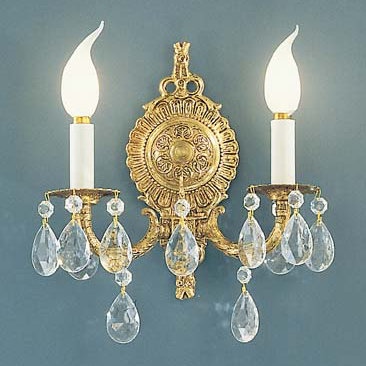 Lampe murale bougie 2 lumières Ewalt, Bronze du vieux monde