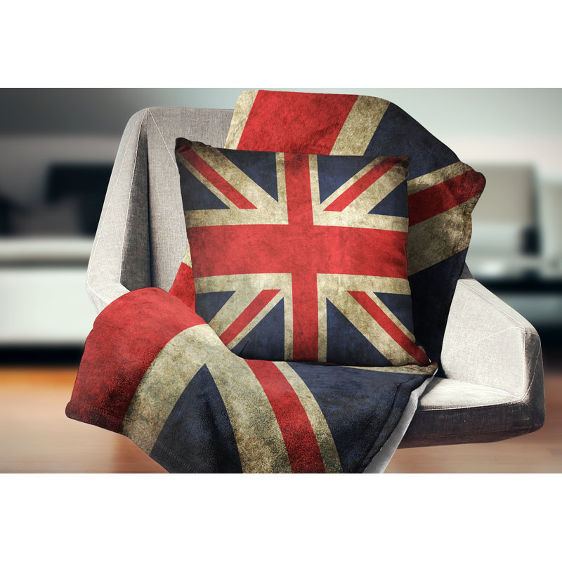 Oreiller rétro du drapeau britannique, 18 po x 18 po, Carré