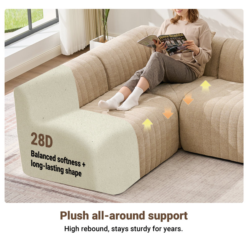 Canapé modulaire rembourré 86,8 po, Chenille kaki