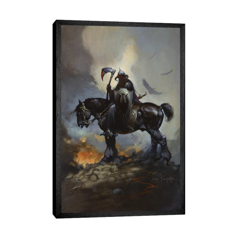 Death Dealer by Frank Frazetta - Painting on Canvas, Black Framed, 152.5 cm H x 101.5 cm W