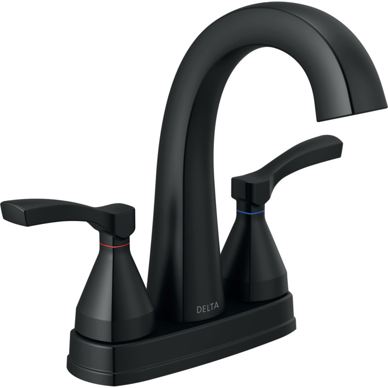 Robinet de salle de bain central avec drain Stryke et technologie d'étanchéité DIAMOND ™, Noir mat, Poignée levier