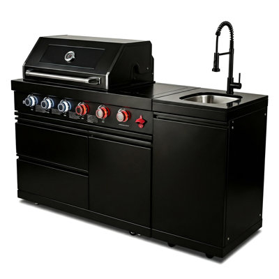Barbecue au gaz 46 pouces 4 72000 avec brûleur arrière, grille de réchaud et barre de cuisine extérieure à contrôle de température, tablettes latérales réglables