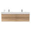 Meuble-lavabo mural flottant de 72 po de taille, tiroirs doubles, grain de bois, meuble-lavabo silencieux en chêne avec une pièce, conception moderne, panneaux de qualité E1-1456259994