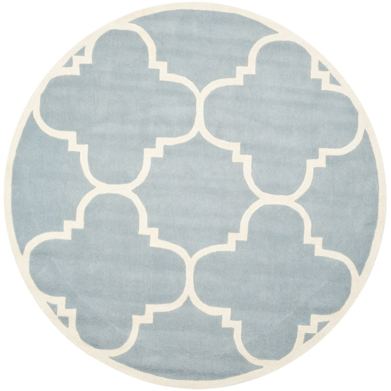 Carolene Hand Tufted Wool Geometric Rug, Round 4'
