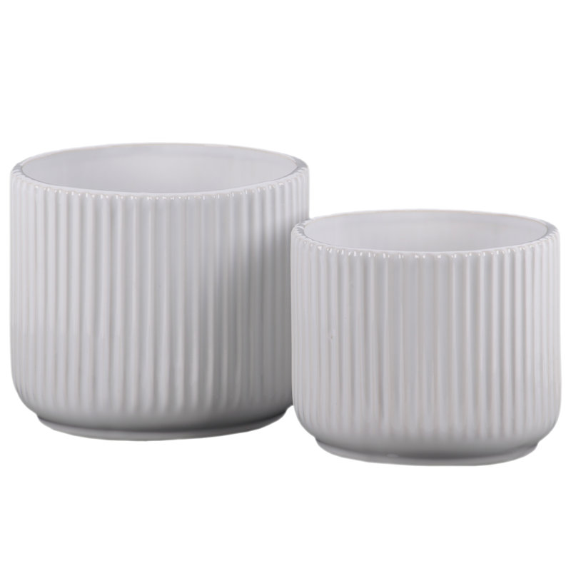 Zahara Ceramic Pot Planter, White