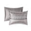 Literie pour lit très grand gris / taupe - motif hexagonal 7 pièces avec jupe de lit-126363500-126363504
