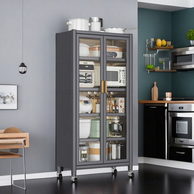 Open-door kitchen shelving Floor-to-ceiling multilevel household microwave storage cabinet bowls side cabinets cabinets Storage cabinets