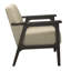 Chaise de salon en tissu texturé, brun, bois d'hévéa massif, gris antique, structure en bois rembourré brun à hauteur de bras de 24,25 po-2062338345