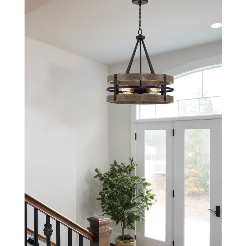 Altrincham 4 - Light Steel Dimmable Drum Chandelier