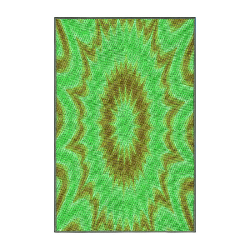 Tapis abstrait en laine vert, Rectangle 4 pi x 6 pi