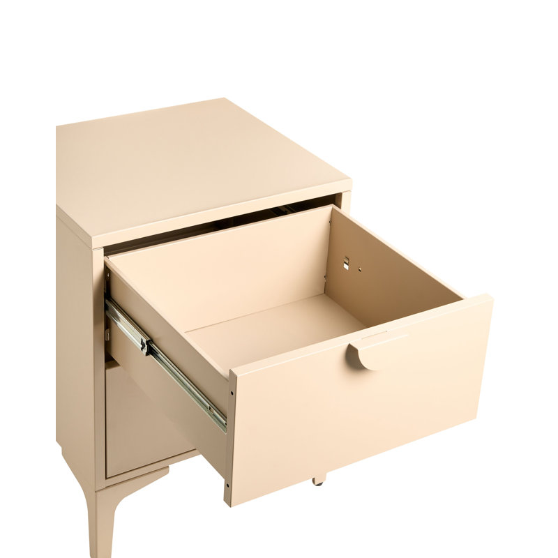 Andreita 45 cm W Steel Bedside Table, Beige
