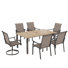 6-Person Rectangle Powder-Coated Outdoor Patio Dining Set Wood-Like Metal Table With Swivel Sling Chairs