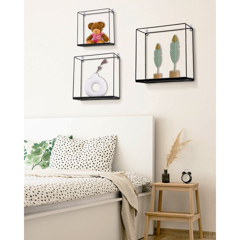 Hendrica 3 Piece Square Accent Shelf, 31cm H x 31cm W x 3cm D, Brown
