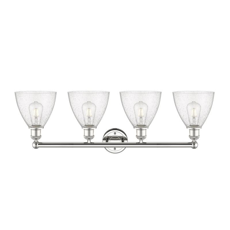 Éclairage pour meuble-lavabo en verre 4 lumières 34,5 pouces Ammamaria, Grainé, Nickel poli