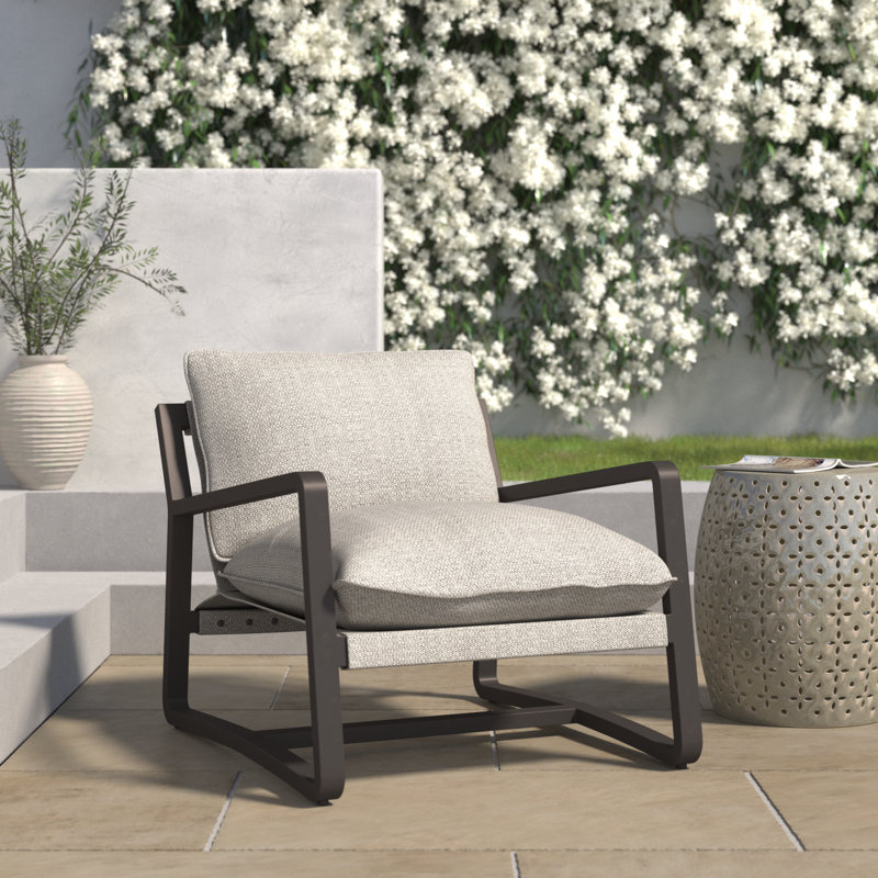 Shea Teak Outdoor Lounge Chair, Bronze, Faye Ash