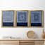 Indigo Tile I - ensemble de 3 impressions sur toile encadrées-73082890-73082889