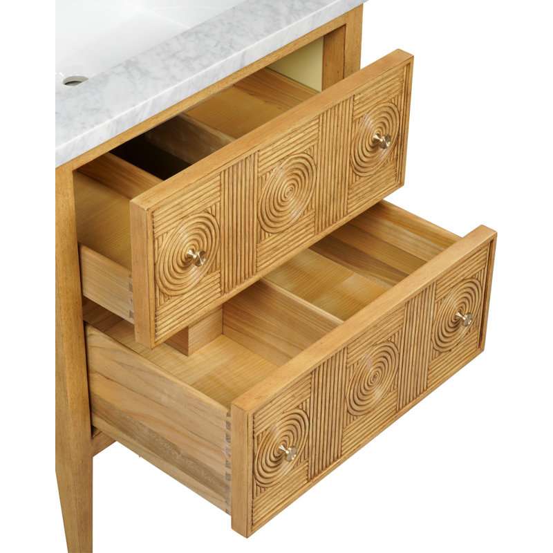 Santos 28" Center Single Bathroom Vanity with Vanity Top, Sea Sand/Natural/Brushed Brass/Polished Nickel​