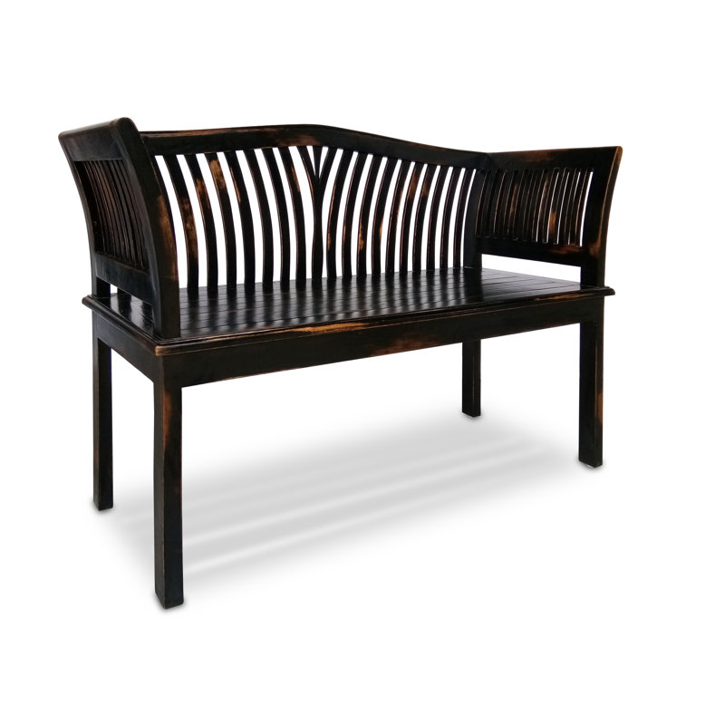 Solid Wood Bench, Aged Black
