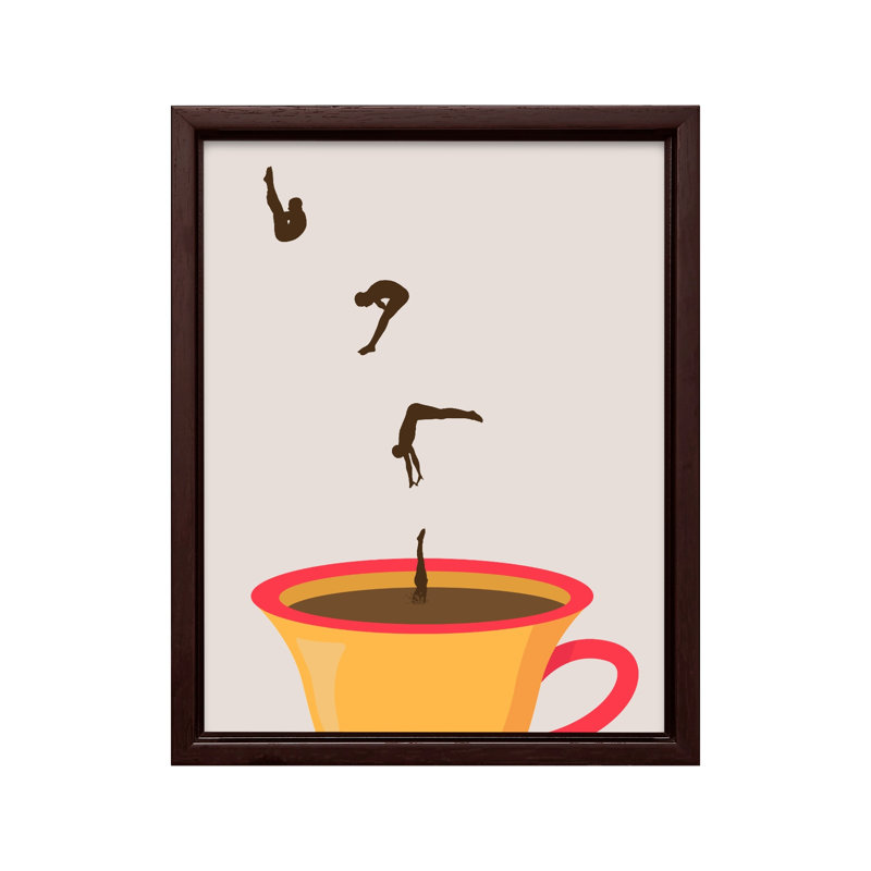 Coffee Diver, Canevas, H 16 po x l 20 po, Encadrement brun