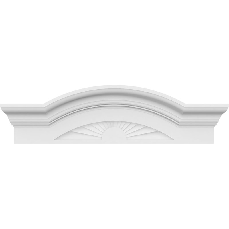 24"W x 7"H x 2-1/2"P Segment Arch W/ Flankers Sunburst Architectural Grade PVC Pediment, 7" H  x 24" W  x  2-1/2" D