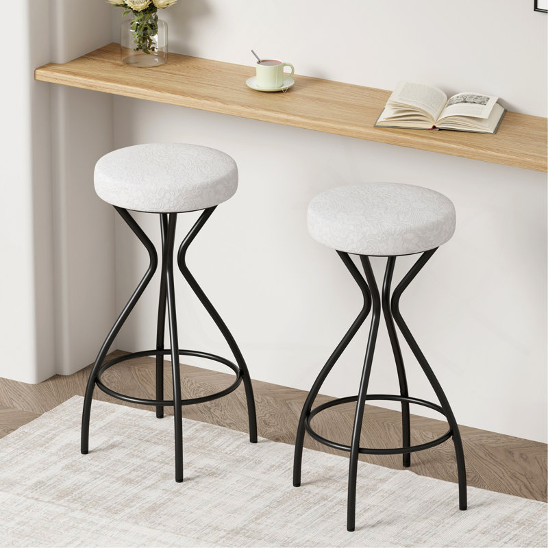Ensemble de 2 tabourets de bar modernes sans dossier avec tabourets de bar rembourrés pour îlot de cuisine (noir)