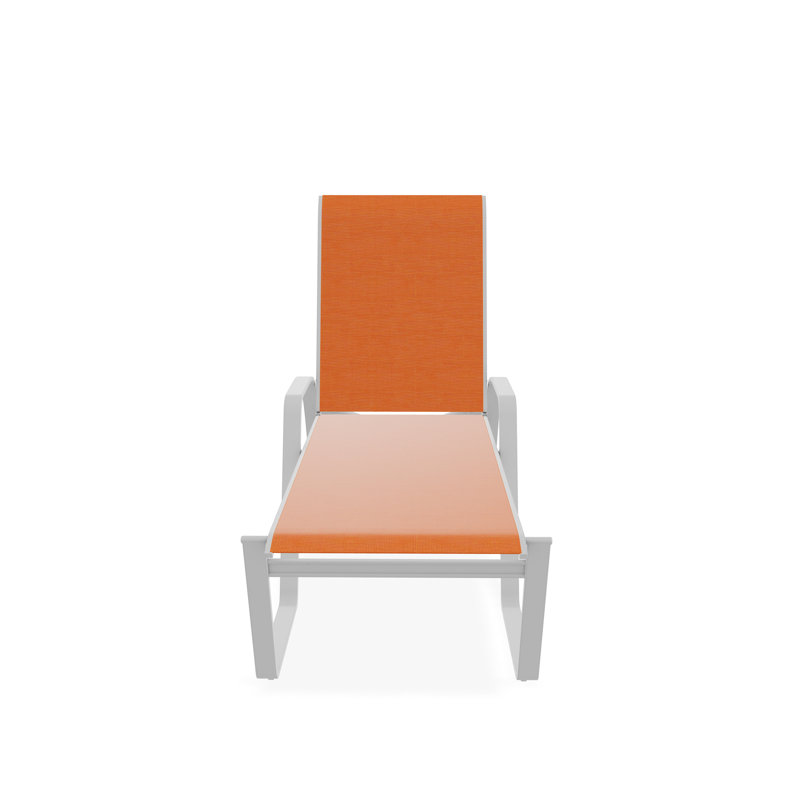 Chaise longue empilable Aruba II, Filet tangerine, Blanc