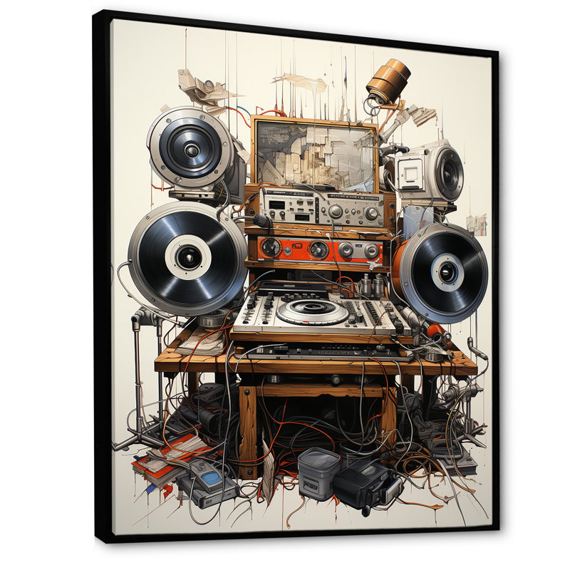 Schéma d'un plateau tournant II sur toile, Cadre flottant noir, H 40 po x l 30 po