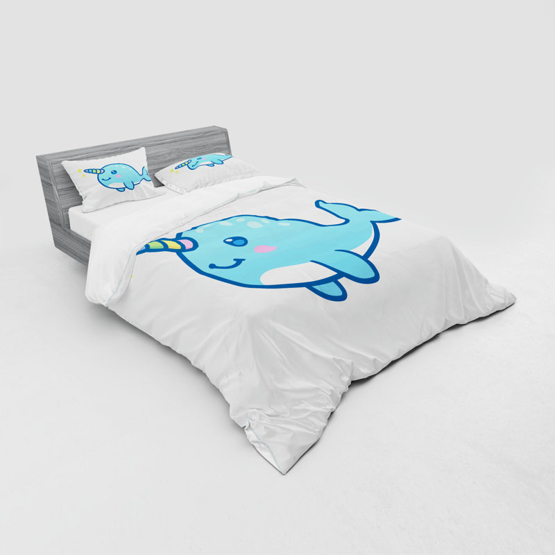 Ensemble de housse de couette narwhal, Housse de couette grand + 3 pièces supplémentair