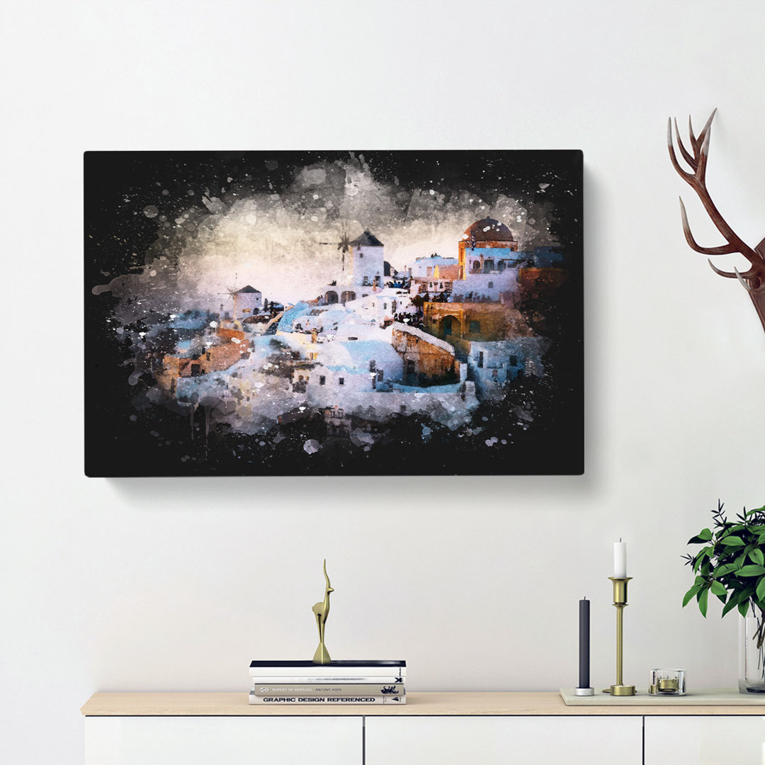 Oia Santorini Skyline In Greece - Wrapped Canvas