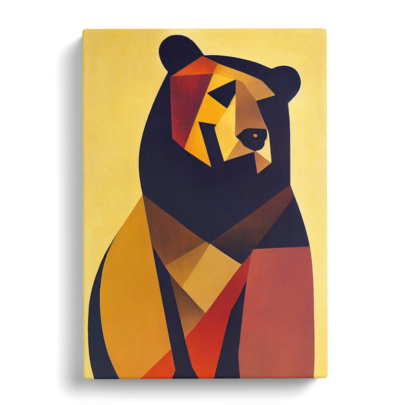 Lone Bear Abstract - Wrapped Canvas, 50cm H x 35cm W x 3cm D