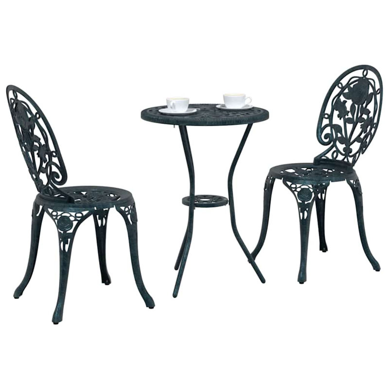 Vidaxl Garden Bistro Set 3 Pcs Aluminium, Green