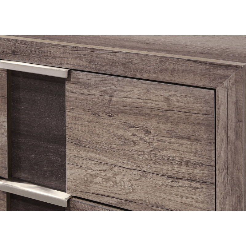 Contemporary Nightstand With Two Drawers In Rustic Brown For Bedroom Ambiance Finish Organization, Brown